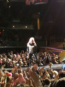 Lady Gaga being worshiped at L.A.'s Staples Center on Sunday, January 20