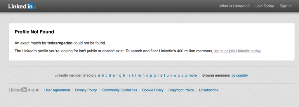 LinkedIn User Not Found