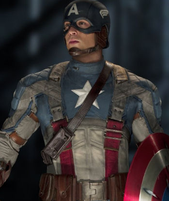 Chris Evans as Captain America in Captain America: The First Avenger
